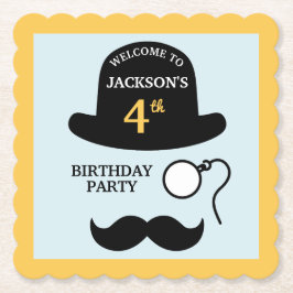 Cute Bowler Hat and Monocle Any Age Birthday Party Untersetzer