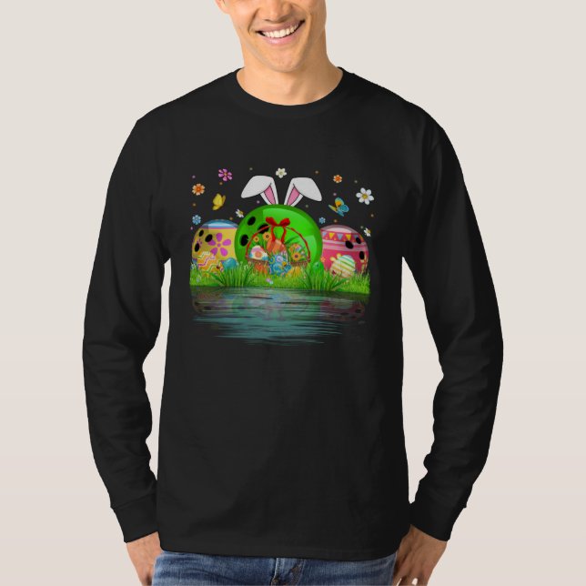 Cute Bowling Ball Egg & Bunny Ears Happy Easter Da T-Shirt (Vorderseite)