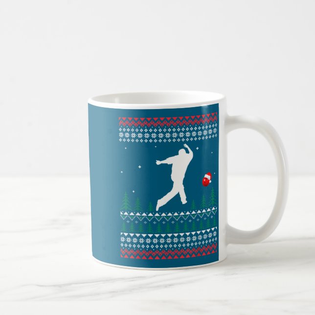 Cute Bowling Player Santa Claus Hat Ugly Christmas Kaffeetasse (Rechts)