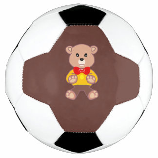 Cute Bowtie Teddy Bear Brown Soccer Ball