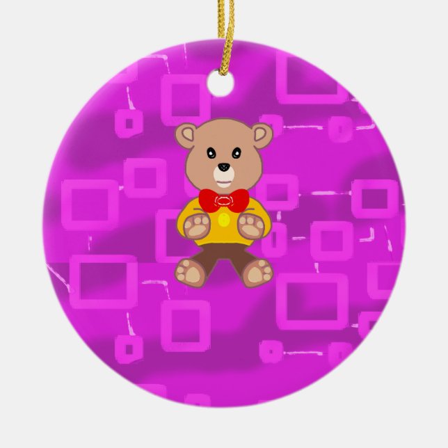 Cute Bowtie Teddy Bear  Spaceship  Keramik Ornament (Vorne)