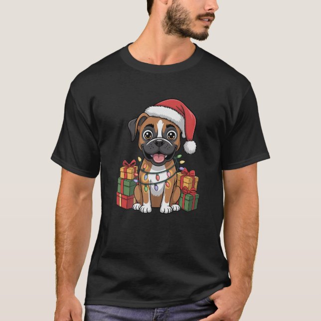 Cute Boxer Christmas Xmas Design Funny Dog Lover H T-Shirt (Vorderseite)