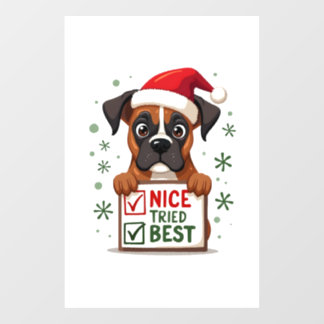 Cute Boxer dog Dog Christmas Nice Tried my Best  ( Fensteraufkleber