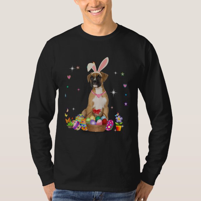 Cute Boxer Dog Easter Day Bunny Eggs Easter Costum T-Shirt (Vorderseite)