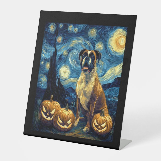Cute Boxer Halloween Jack O Lantern Pumpkin Face S Sockelschild (Vorderseite)