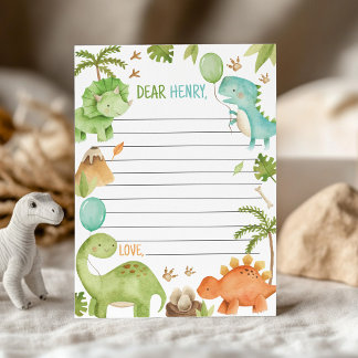 Cute  Boy Dinosaur Time Capsule Note Message Card Dankeskarte