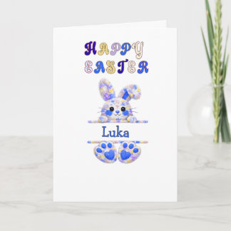 Cute Boy Easter Bunny Personalize Karte