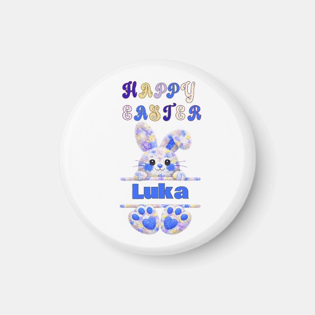 Cute Boy Easter Bunny Personalize Magnet (Vorne)
