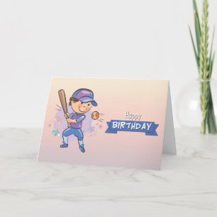 Cute Boy Jouer Au Baseball Carte Anniversaire