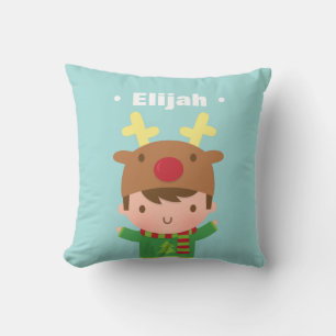 Cute Boy Reindeer Hat Christmas Room Decor Kissen