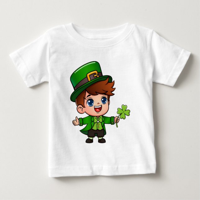 Cute Boy Saint Patrick Costume Holding Lucky  Baby T-shirt (Vorderseite)