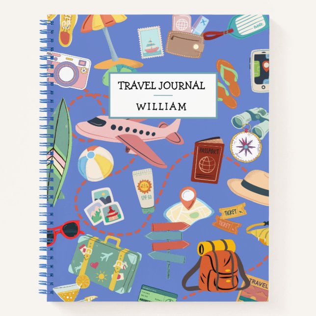 Cute Boy Travel Journal Texte personnalisé (Devant)