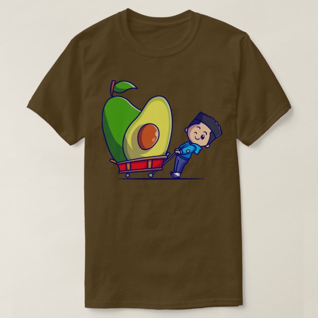 Cute Boy With Avocado Cartoon T-Shirt (Design vorne)