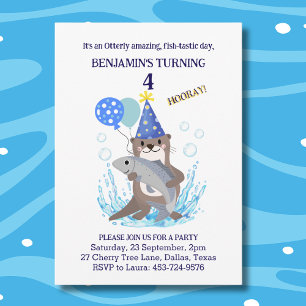 Cute Boys Blue Sea Otter Invitation Anniversaire
