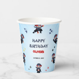 Cute Boys Ninja Warrior Karate kids 3rd Birthday Pappbecher