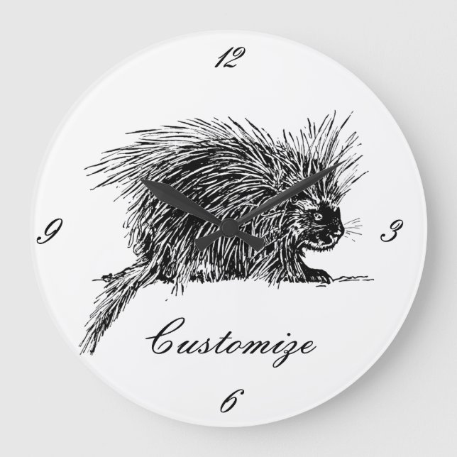 Cute Bristly Hedgehog Thunder_Cove Große Wanduhr (Vorderseite)