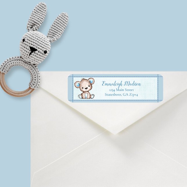Cute Brown Bear Boy Babyshower Return Address (Von Creator hochgeladen)
