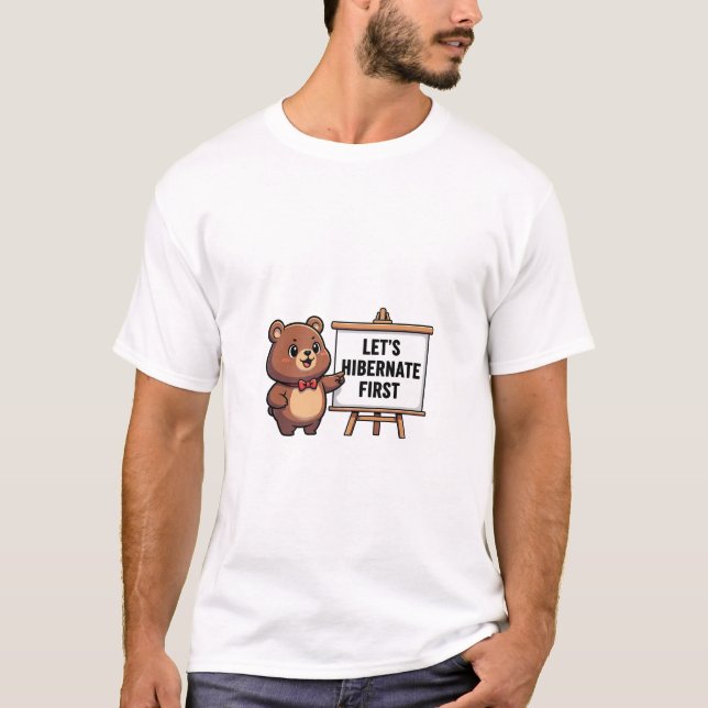 Cute Brown Bear with Red Bowtie T-Shirt (Vorderseite)