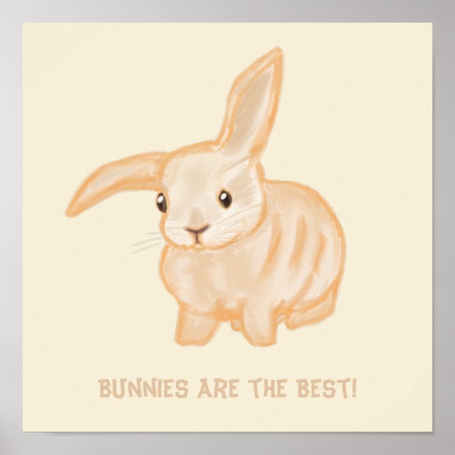 Cute Brown Bunny Rabbit - transparent on beige.   Poster (Vorne)