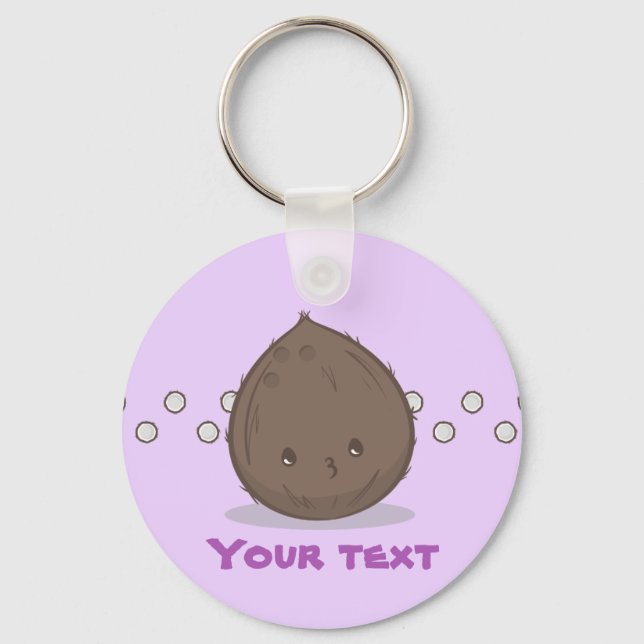 Cute Brown Coconut Keychain Schlüsselanhänger (Vorderseite)