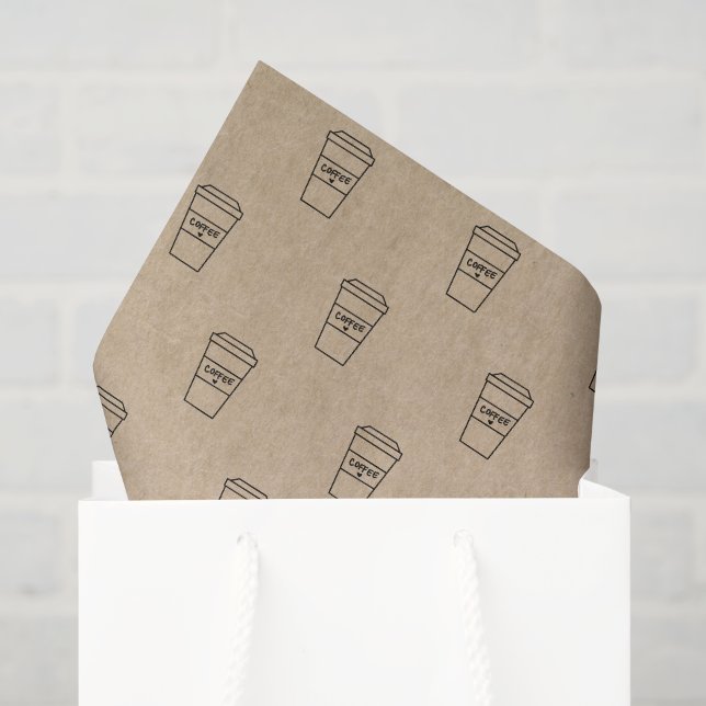 Cute Brown Coffee Cup Coffee Shop Seidenpapier (Geschenktüte)