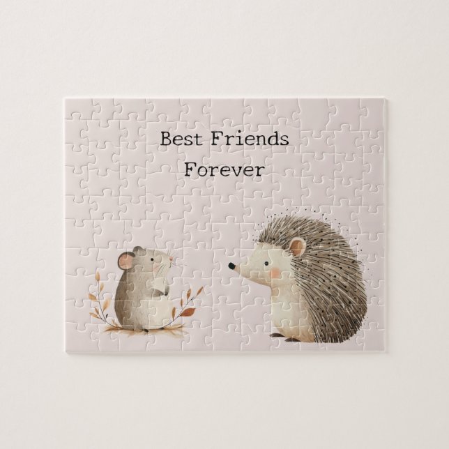 Cute Brown Cream Hedgehog Mouse Best Friends (Horizontal)