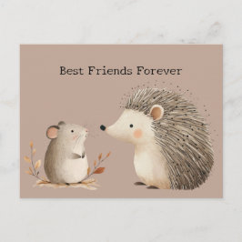 Cute Brown Cream Hedgehog Mouse Postkarte