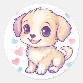 Cute Brown Puppy Docker Runder Aufkleber