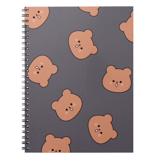 Cute Brown Teddy Bear Face Pattern Dark Blue Notizblock (Vorderseite)