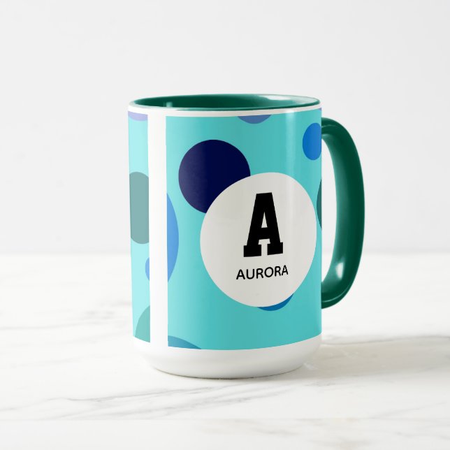 Cute Bubble design with Customizable Name Initial Tasse (VorderseiteRechts)