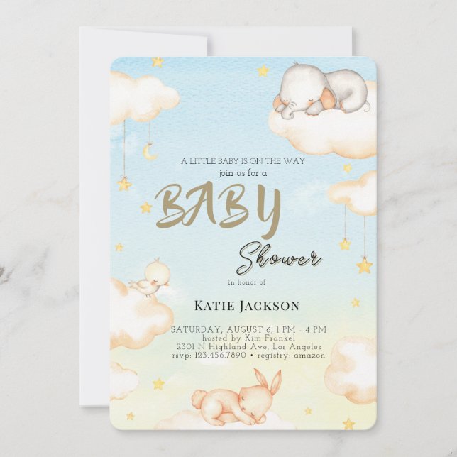 Cute Budget Baby Shower Einladung (Vorderseite)