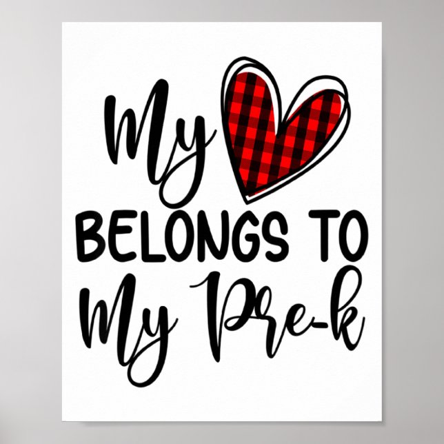 Cute Buffalo Plaid Heart Valentines Day For Pre K  Poster (Vorne)