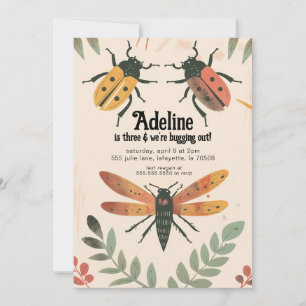 Cute Bug Insect Thème Anniversaire Fête Invitation