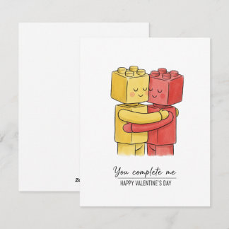 Cute Building Block Valentine Card for Couple Feiertagskarte