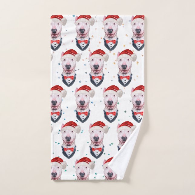 Cute Bull Terrier Dog Christmas Pattern Handtuch (Handtuch)