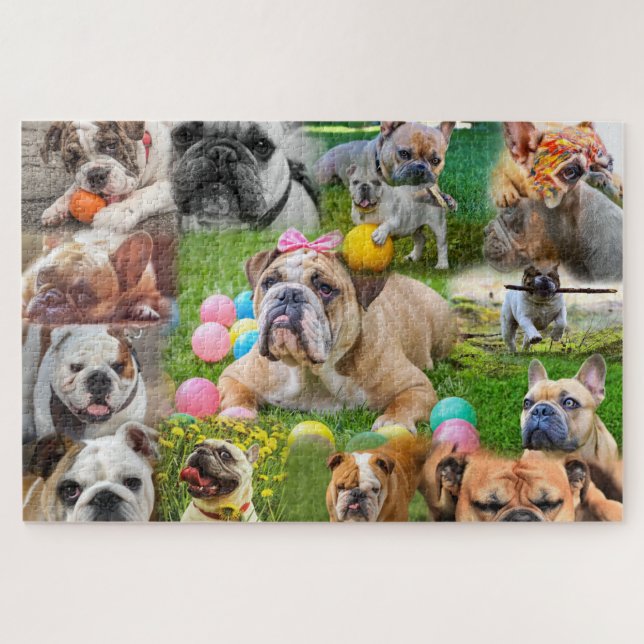 Cute Bulldogs Art | Photo Collage Dogs (Horizontal)