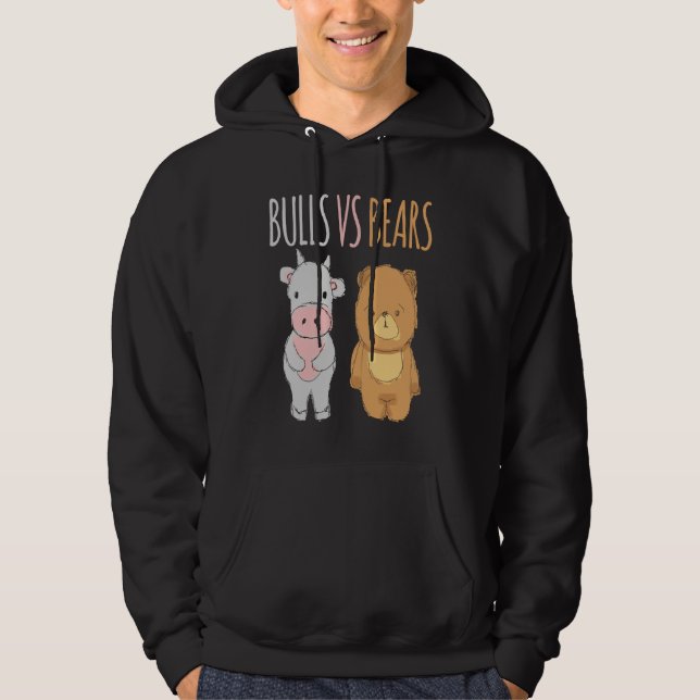 Cute Bulls vs Bears  Forex Crypto Stock Traders Hoodie (Vorderseite)