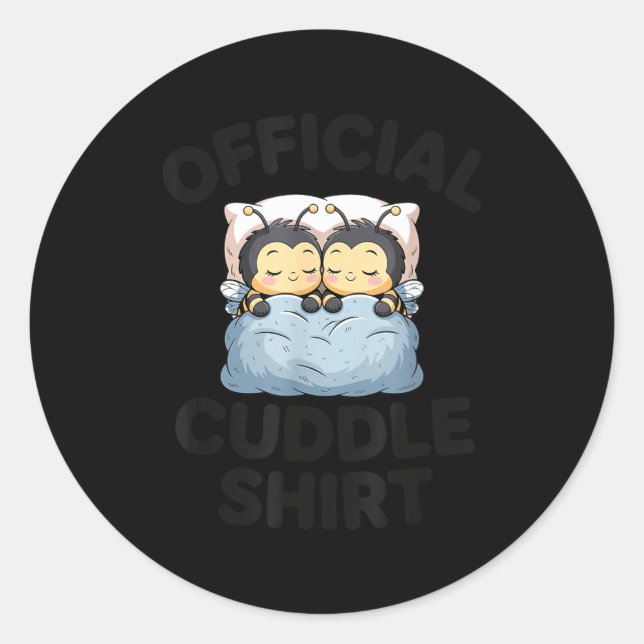 Cute Bumble Bee Couple Cuddle  Runder Aufkleber (Vorderseite)