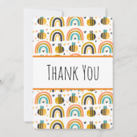 Cute Bumble Bee et Rainbows Motif Merci