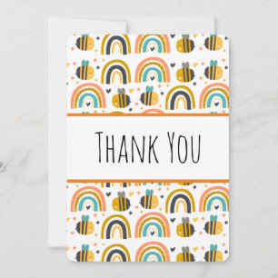 Cute Bumble Bee et Rainbows Motif Merci