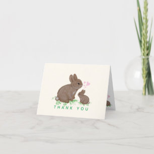 Cute Bunnies with Hearts Baby Shower Thank You Dankeskarte