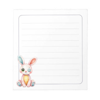 Cute Bunny 5.5 x 6 Rabbit Stationery Gift Lined Notizblock