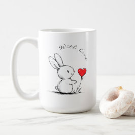 Cute bunny and red heart kaffeetasse