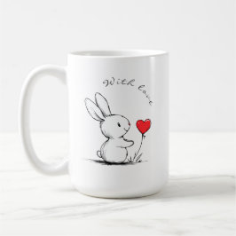 Cute bunny and red heart kaffeetasse