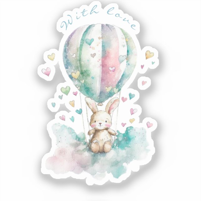 Cute bunny AVIATION, personalisiert Aufkleber (Vorderseite)