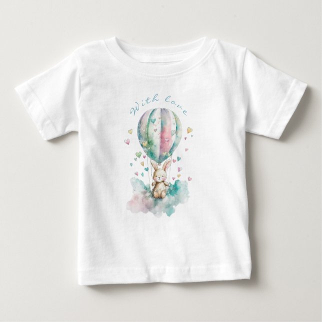 Cute bunny AVIATION, personalisiert Baby T-shirt (Vorderseite)