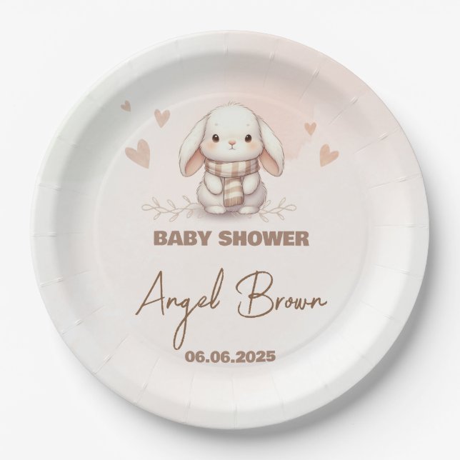Cute Bunny Baby Shower Favor Sticker Pappteller (Vorderseite)