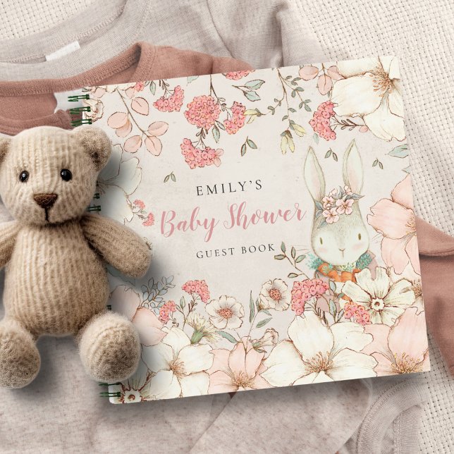 Cute Bunny Baby shower Floral Alternatif Livre d'I (Créateur téléchargé)
