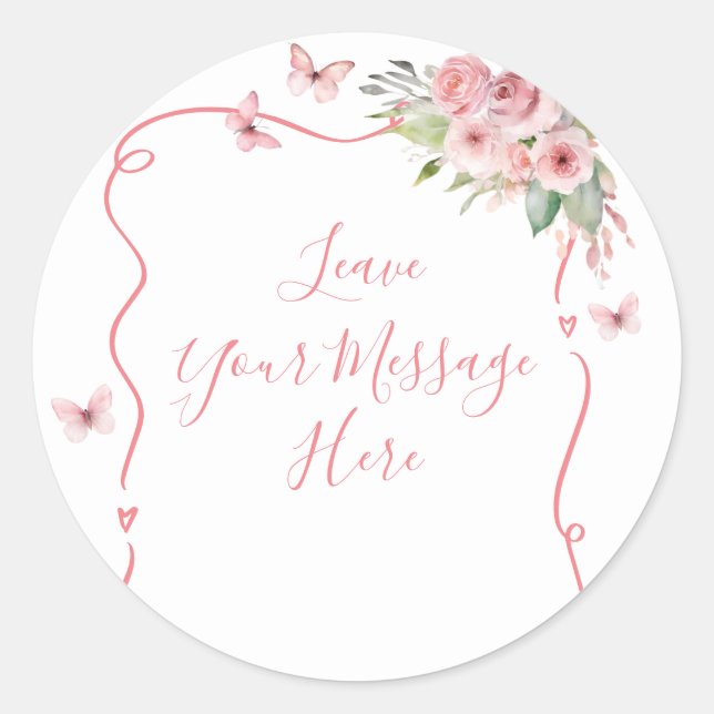 Cute Bunny Baby Shower Girl Leave Your Message Runder Aufkleber (Vorderseite)