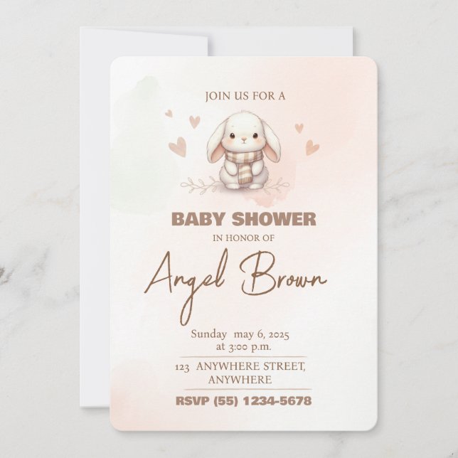 Cute bunny baby shower invitation feiertagskarte (Vorderseite)